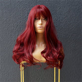 JESSICA - Burgundy - Fringe Wig | Red, 20 Inch, Fringe, Synthetic Hair | Milk & Honey Wigs