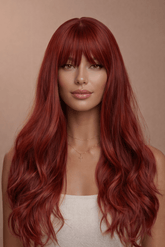 JESSICA - Burgundy - Fringe Wig | Red, 20 Inch, Fringe, Synthetic Hair | Milk & Honey Wigs