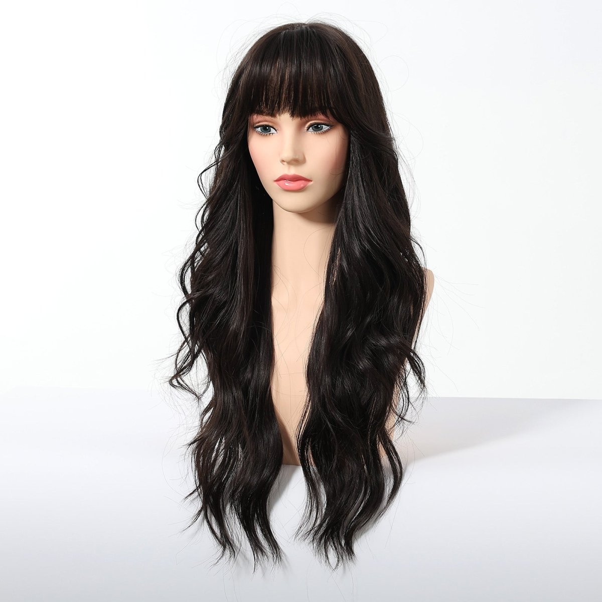 Jet Black Wavy with Full Fringe Wig - MARKETPLACE | Black, Fringe, Synthetic Hair | Milk &amp; Honey Wigs
