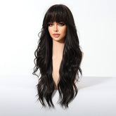 Jet Black Wavy with Full Fringe Wig - MARKETPLACE | Black, Fringe, Synthetic Hair | Milk & Honey Wigs