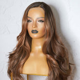 JOCELYN - Dark Chocolate Ombre - Lace Front Wig | Brown, 24 Inch, 13x6 Lace Front, Synthetic Hair | Milk & Honey Wigs
