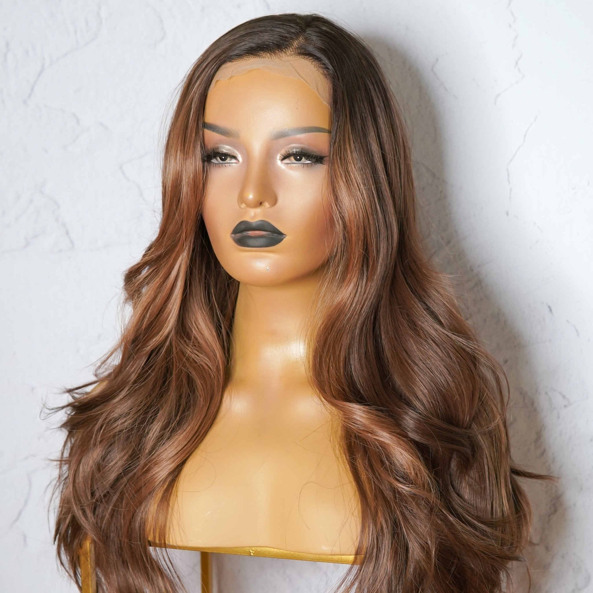 JOCELYN - Dark Chocolate Ombre - Lace Front Wig | Brown, 24 Inch, 13x6 Lace Front, Synthetic Hair | Milk &amp; Honey Wigs