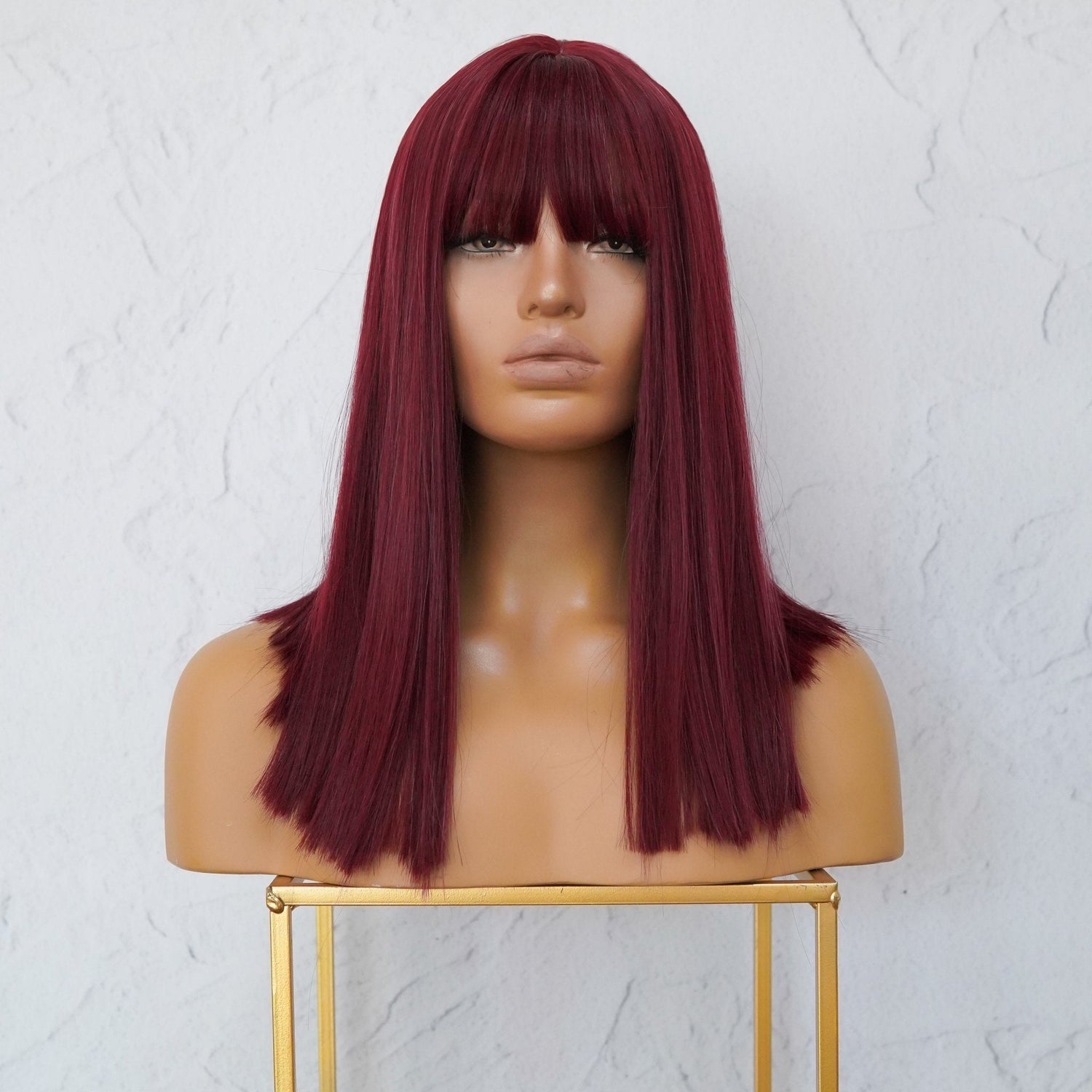 JOLIE - Burgundy - Fringe Wig | Red, 14 Inch, Fringe, Synthetic Hair | Milk &amp; Honey Wigs