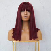 JOLIE - Burgundy - Fringe Wig | Red, 14 Inch, Fringe, Synthetic Hair | Milk & Honey Wigs