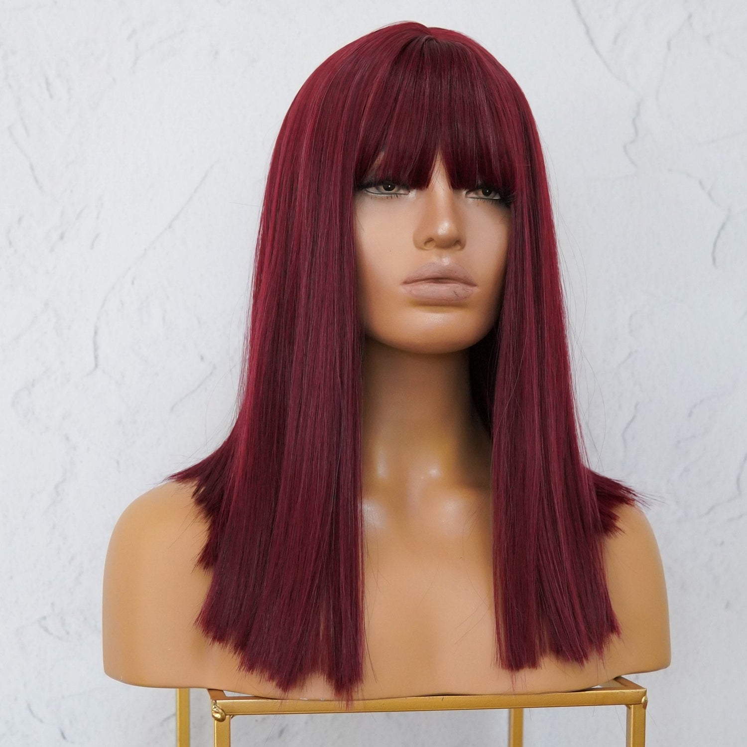 JOLIE - Burgundy - Fringe Wig | Red, 14 Inch, Fringe, Synthetic Hair | Milk &amp; Honey Wigs