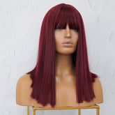 JOLIE - Burgundy - Fringe Wig | Red, 14 Inch, Fringe, Synthetic Hair | Milk & Honey Wigs