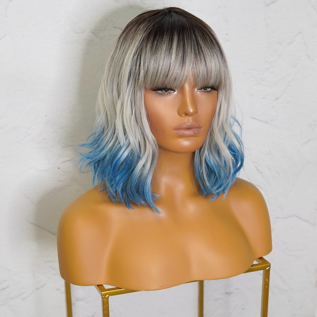 JORDAN - Ombre Blue - Fringe Wig | Blue, 12 Inch &amp; Shorter, Fringe, Synthetic Hair | Milk &amp; Honey Wigs