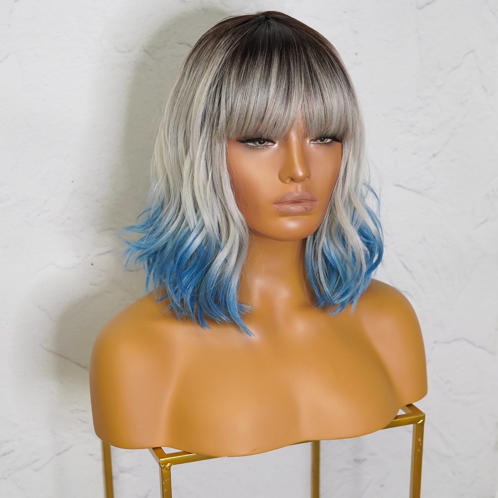 JORDAN - Ombre Blue - Fringe Wig | Blue, 12 Inch &amp; Shorter, Fringe, Synthetic Hair | Milk &amp; Honey Wigs