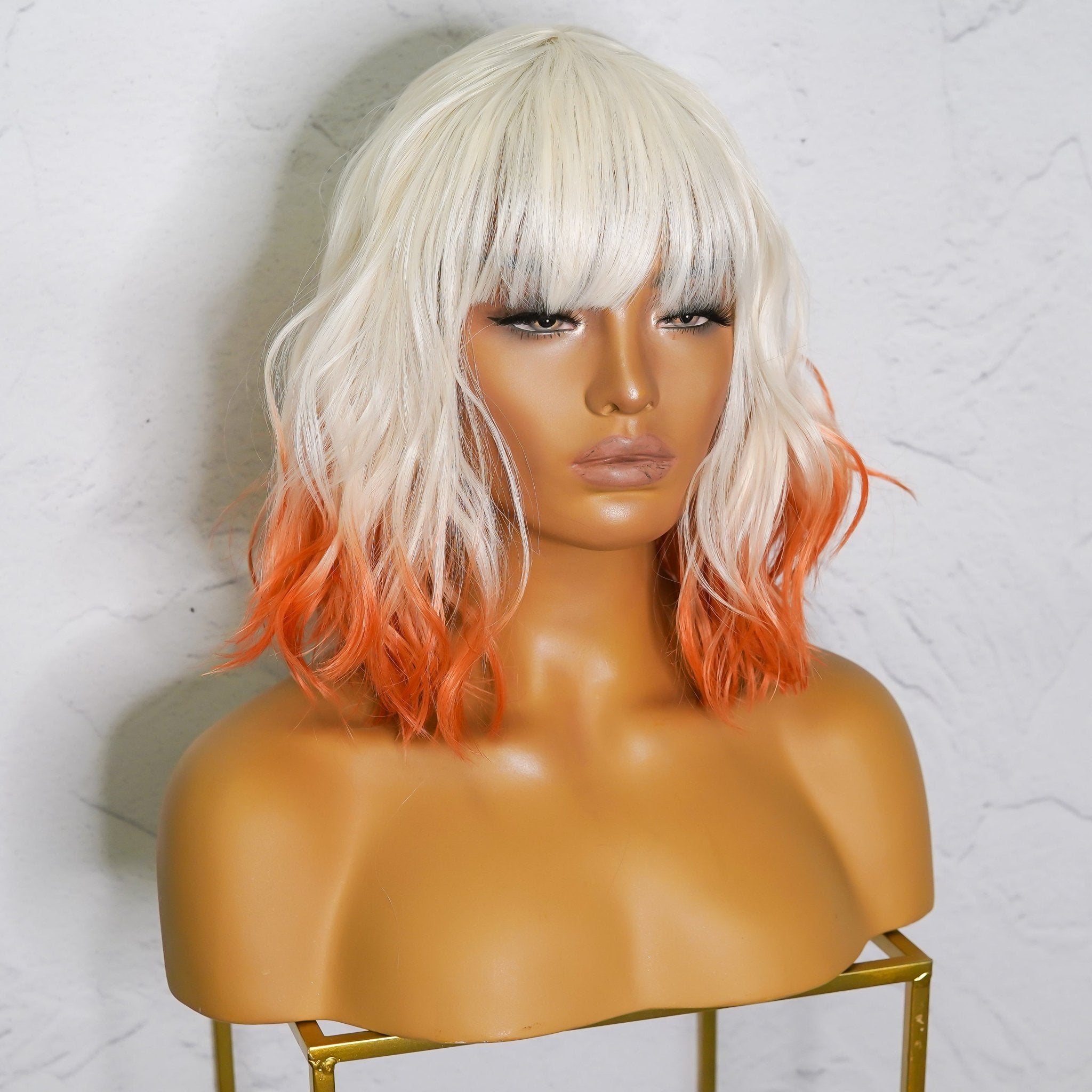 JORDAN - Ombre Orange - Fringe Wig | White, 12 Inch &amp; Shorter, Fringe, Synthetic Hair | Milk &amp; Honey Wigs