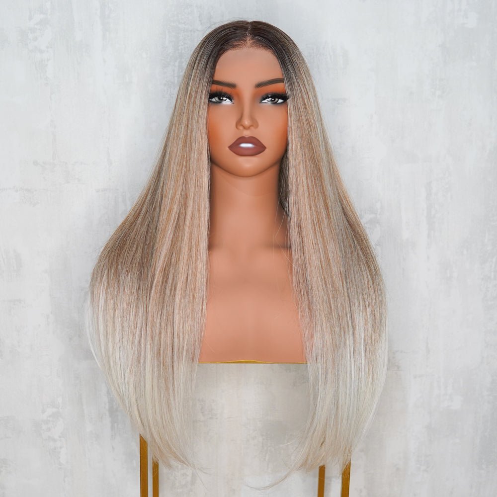 JORDI - Honey Ombre Blonde - Lace Front Wig | Blonde, 22 Inch, T-Part Lace Front, Synthetic Hair | Milk &amp; Honey Wigs