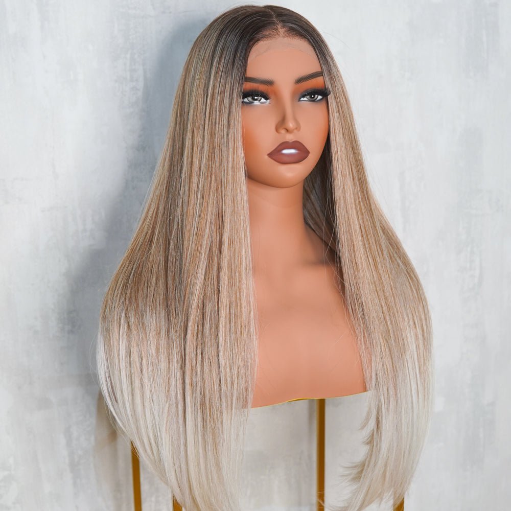 JORDI - Honey Ombre Blonde - Lace Front Wig | Blonde, 22 Inch, T-Part Lace Front, Synthetic Hair | Milk &amp; Honey Wigs