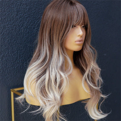 JULIETTE ombre brown synthetic wavy fringe wig | Milk &amp; Honey Wigs