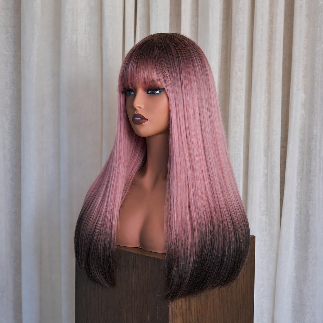 KAIA - Ombre Pink - Fringe Wig
