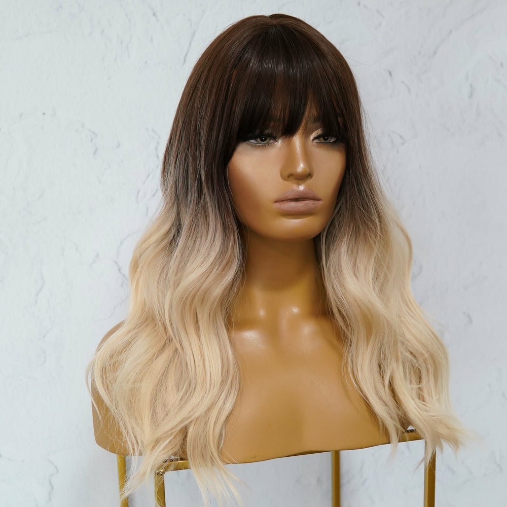KARLEE - Brown Ombre - Fringe Wig | Brown, 18 Inch, Fringe, Synthetic Hair | Milk &amp; Honey Wigs