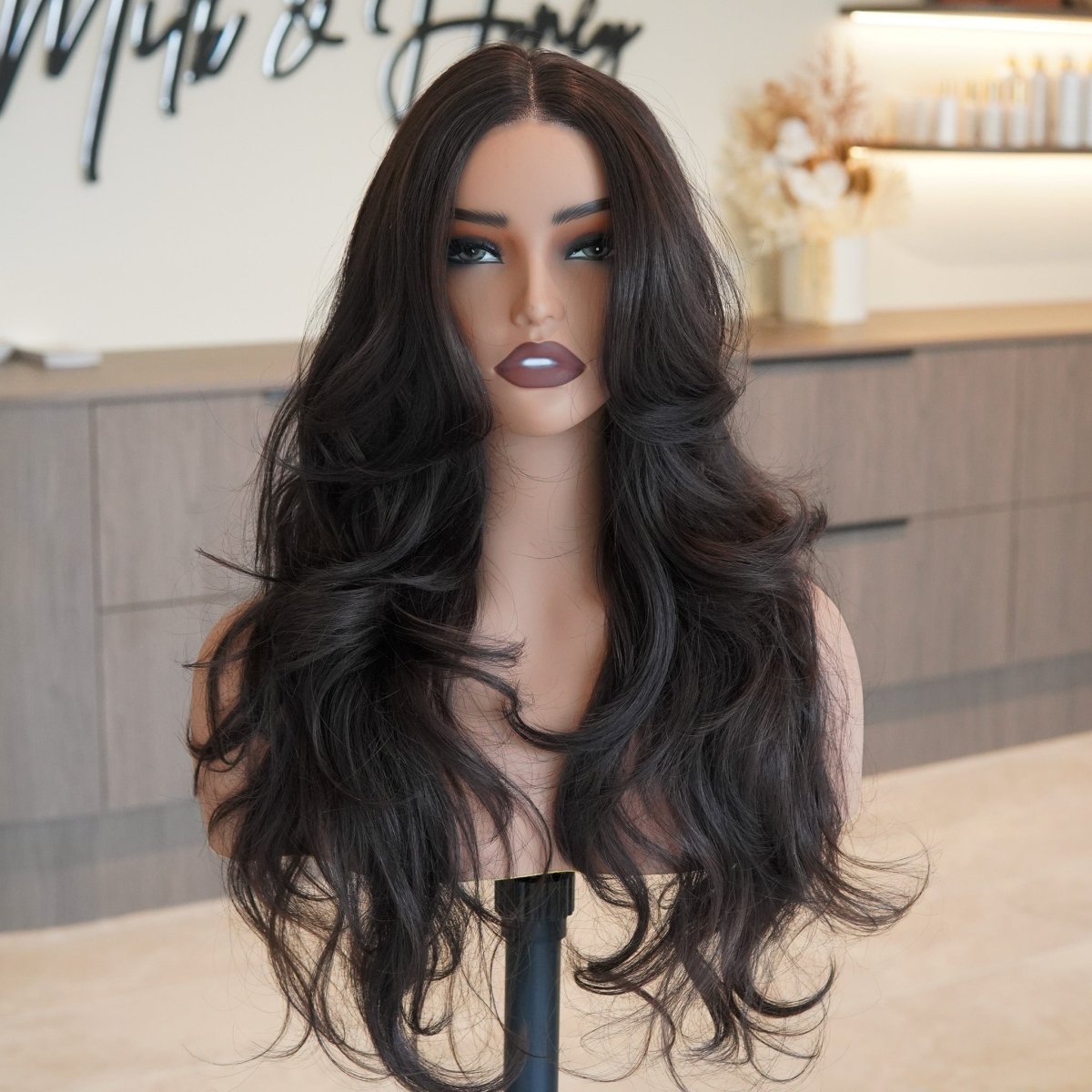 KATHY - Dark Brown - Lace Front Wig | Brown, 22 Inch, T-Part Lace Front, Synthetic Hair | Milk &amp; Honey Wigs