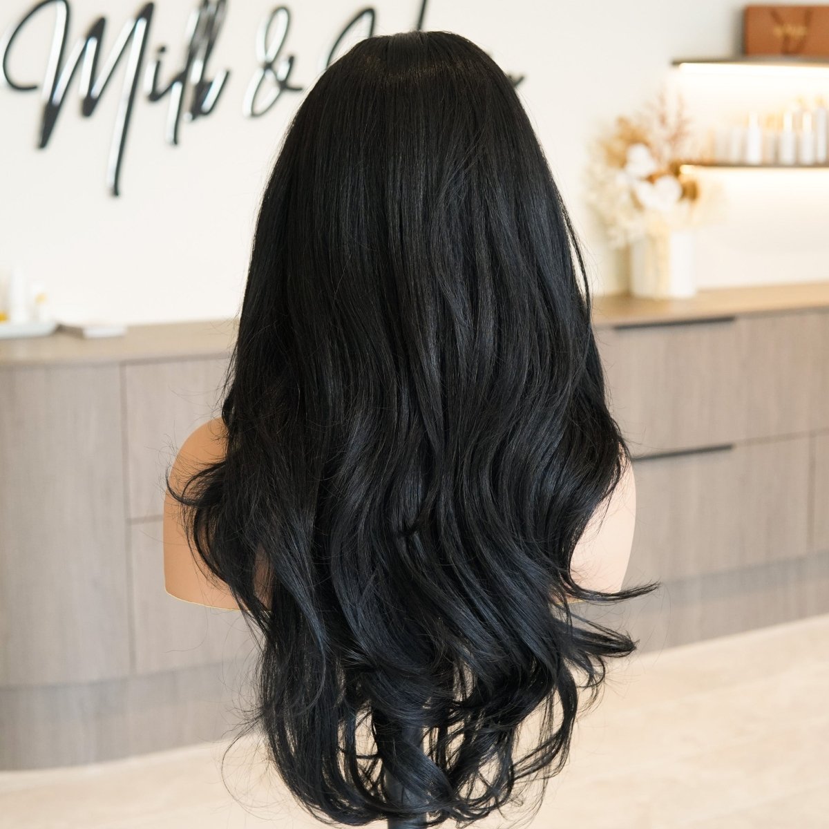 KATHY - Natural Black - Lace Front Wig | Black, 22 Inch, T-Part Lace Front, Synthetic Hair | Milk &amp; Honey Wigs