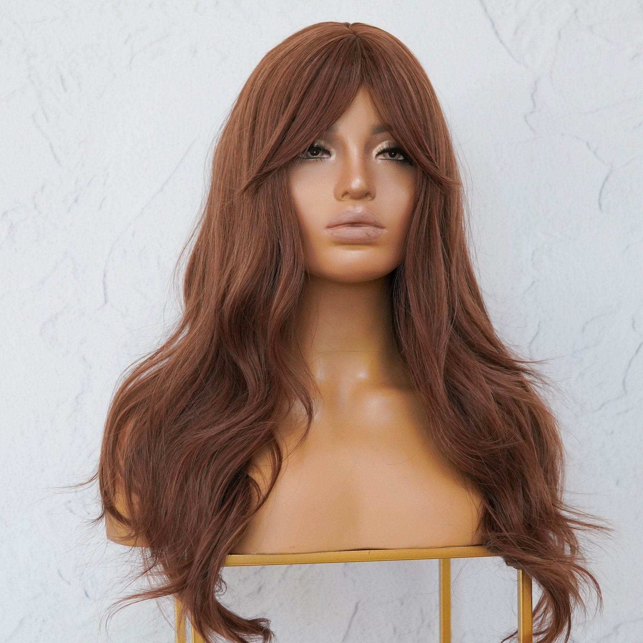 KATIA - Medium Brown - Fringe Wig | Brown, 22 Inch, Fringe, Synthetic Hair | Milk &amp; Honey Wigs