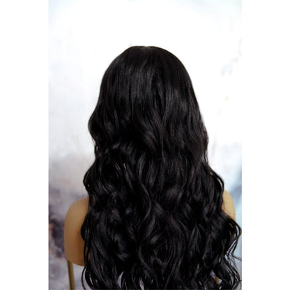 KEHLANI black synthetic beach curl lace front wig | Milk &amp; Honey Wigs