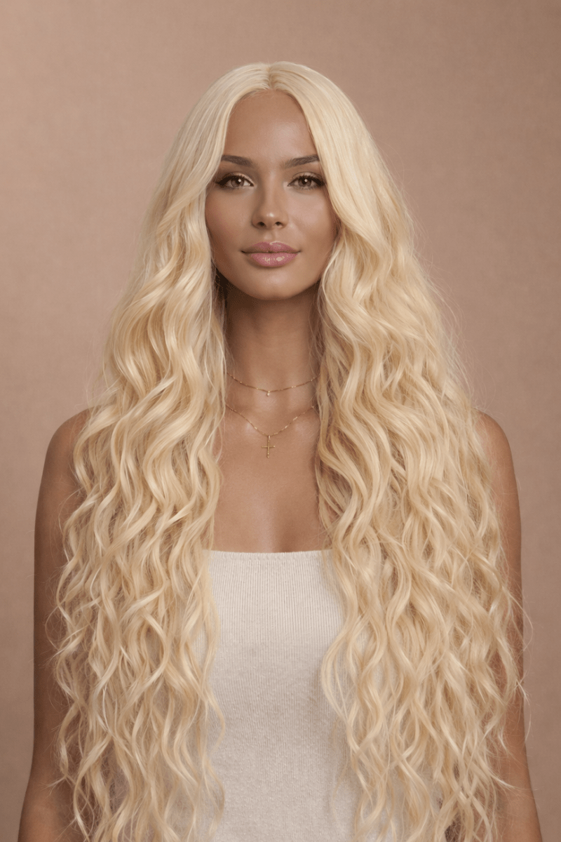 KEHLANI - Blonde - Lace Front Wig | Blonde, 28 Inch+, T-Part Lace Front, Synthetic Hair | Milk &amp; Honey Wigs