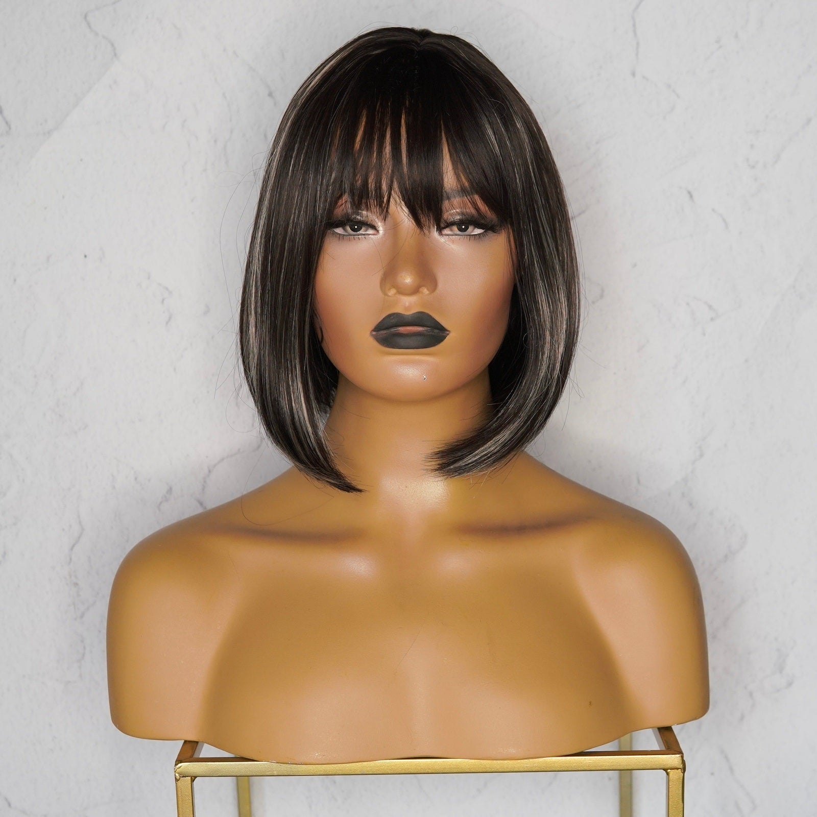 KIKI - Black Highlights - Fringe Wig | Black, 12 Inch &amp; Shorter, Fringe, Synthetic Hair | Milk &amp; Honey Wigs
