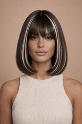 KIKI - Black Highlights - Fringe Wig | Black, 12 Inch & Shorter, Fringe, Synthetic Hair | Milk & Honey Wigs