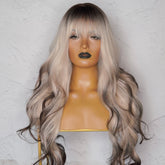 KINSLEY Blonde to Dark Brown Ombre Fringe Wig | Milk & Honey Wigs