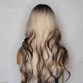 KINSLEY Blonde to Dark Brown Ombre Fringe Wig | Milk & Honey Wigs