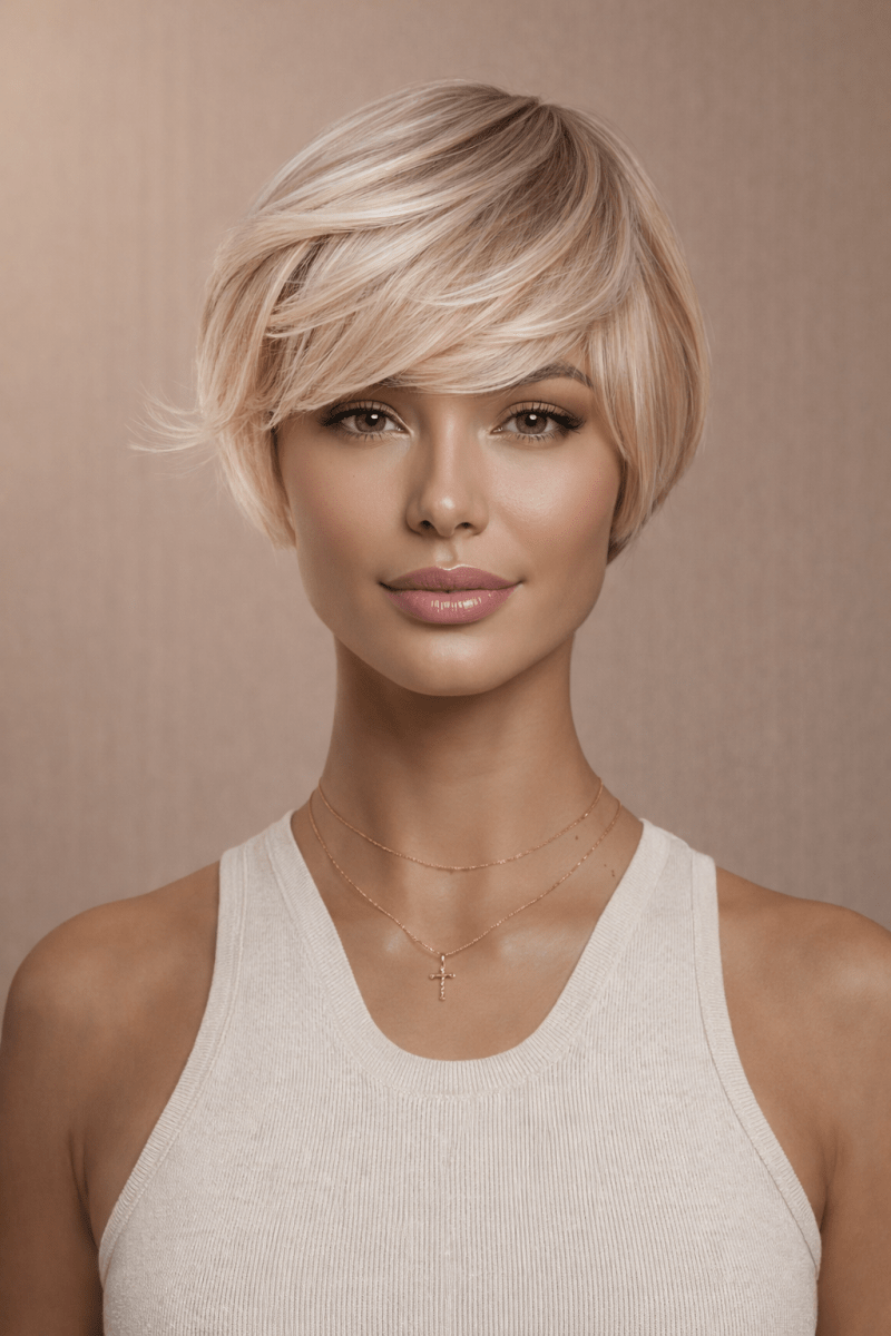 KRIS - Ombre Blonde - Fringe Wig | Blonde, 12 Inch &amp; Shorter, Fringe, Synthetic Hair | Milk &amp; Honey Wigs