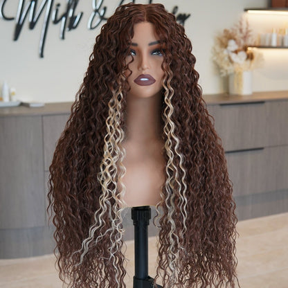 LALA Copper Ombre synthetic curly lace front wig | Milk &amp; Honey Wigs