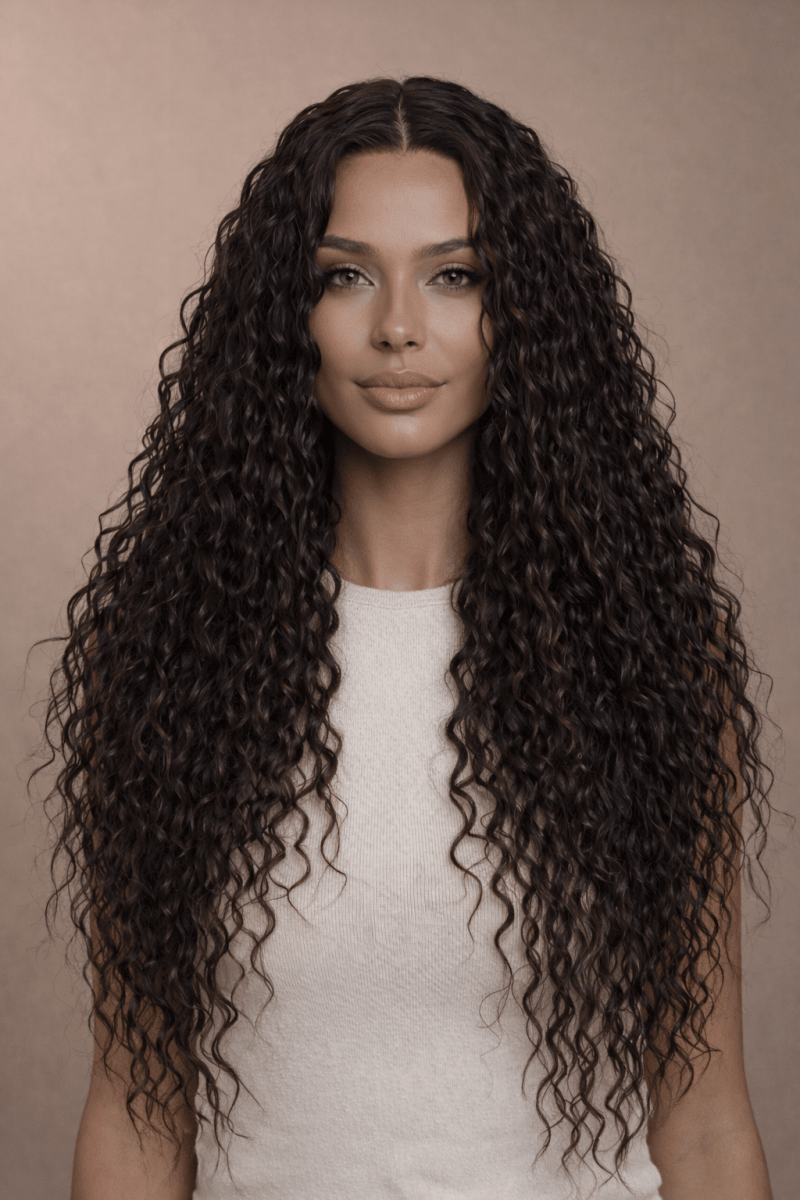LALA - Darkest Brown - Lace Front Wig | Brown, 28 Inch+, T-Part Lace Front, Synthetic Hair | Milk &amp; Honey Wigs