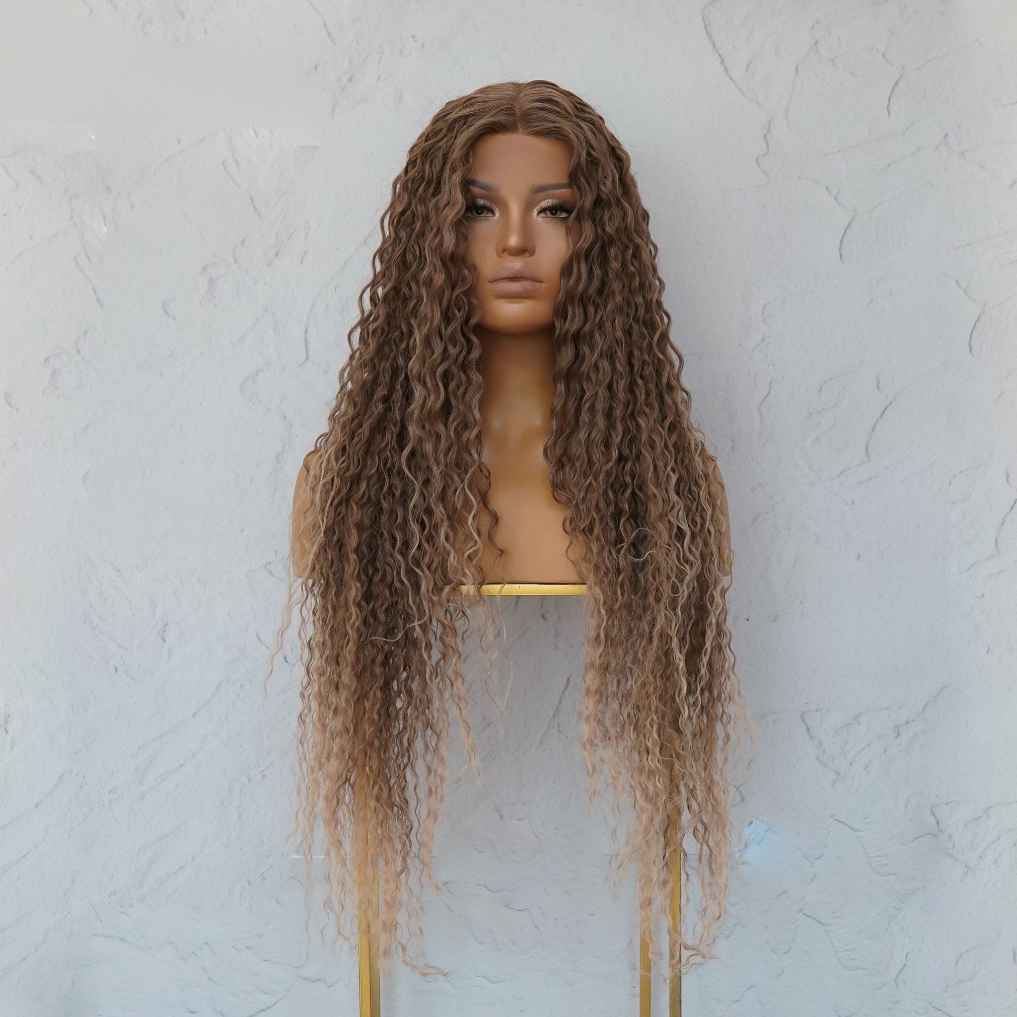 LALA - Ombre Caramel - Lace Front Wig | Brown, 28 Inch+, T-Part Lace Front, Synthetic Hair | Milk &amp; Honey Wigs