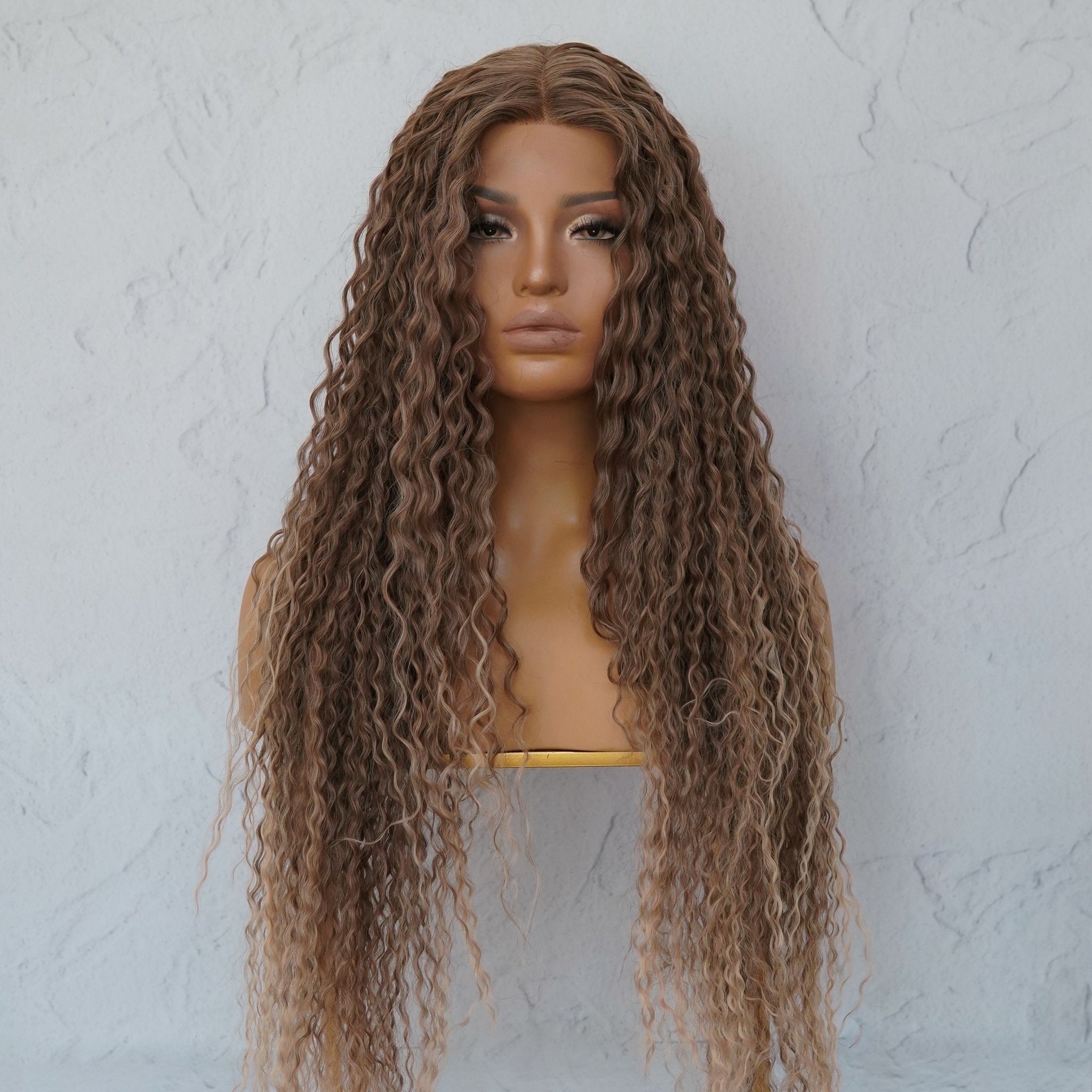 LALA - Ombre Caramel - Lace Front Wig | Brown, 28 Inch+, T-Part Lace Front, Synthetic Hair | Milk &amp; Honey Wigs