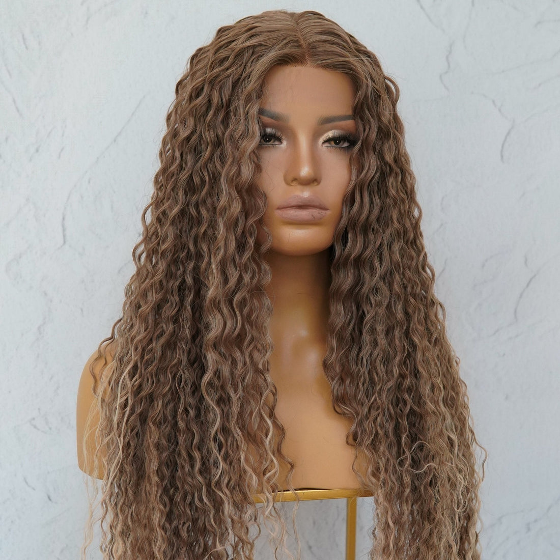 LALA - Ombre Caramel - Lace Front Wig | Brown, 28 Inch+, T-Part Lace Front, Synthetic Hair | Milk &amp; Honey Wigs