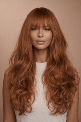 LAUREN - Caramel Brown - Fringe Wig | Brown, 24 Inch, Fringe, Synthetic Hair | Milk & Honey Wigs