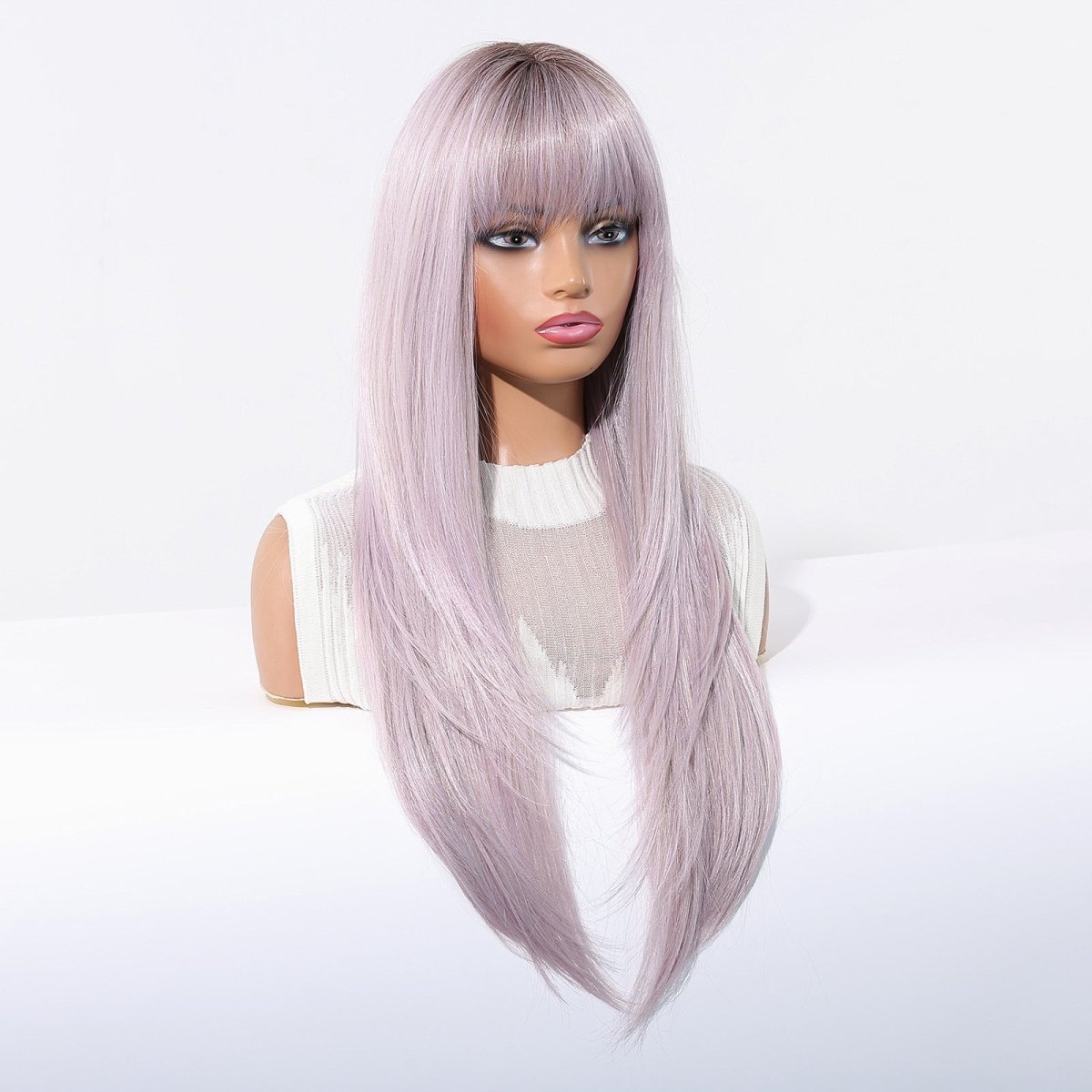 Lavender Ice Long Straight with Fringe Wig - MARKETPLACE | Purple, Fringe, Synthetic Hair | Milk &amp; Honey Wigs