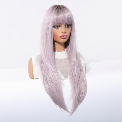 Lavender Ice long straight synthetic fringe wig | Milk &amp; Honey Wigs