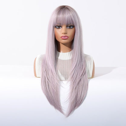 Lavender Ice long straight synthetic fringe wig | Milk &amp; Honey Wigs