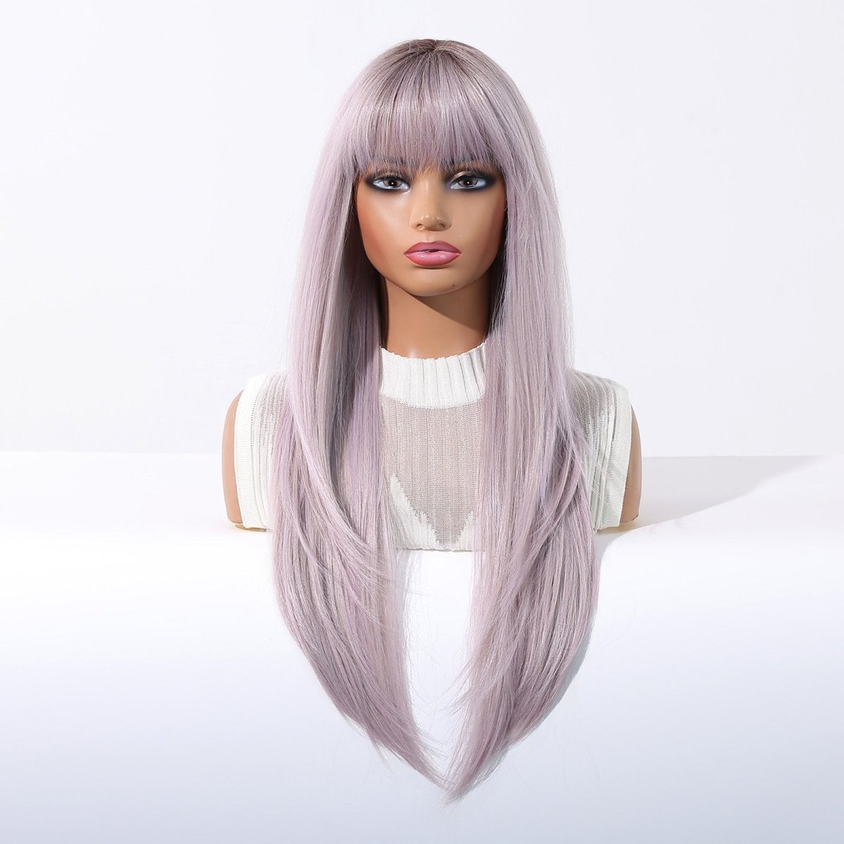 Lavender Ice Long Straight with Fringe Wig - MARKETPLACE | Purple, Fringe, Synthetic Hair | Milk &amp; Honey Wigs