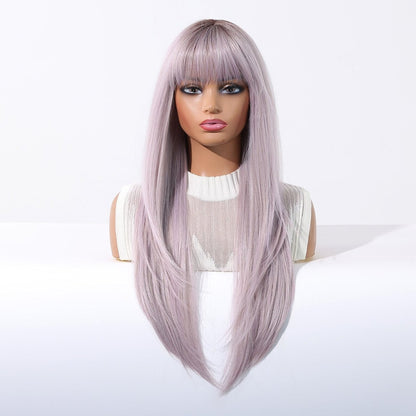 Lavender Ice long straight synthetic fringe wig | Milk &amp; Honey Wigs