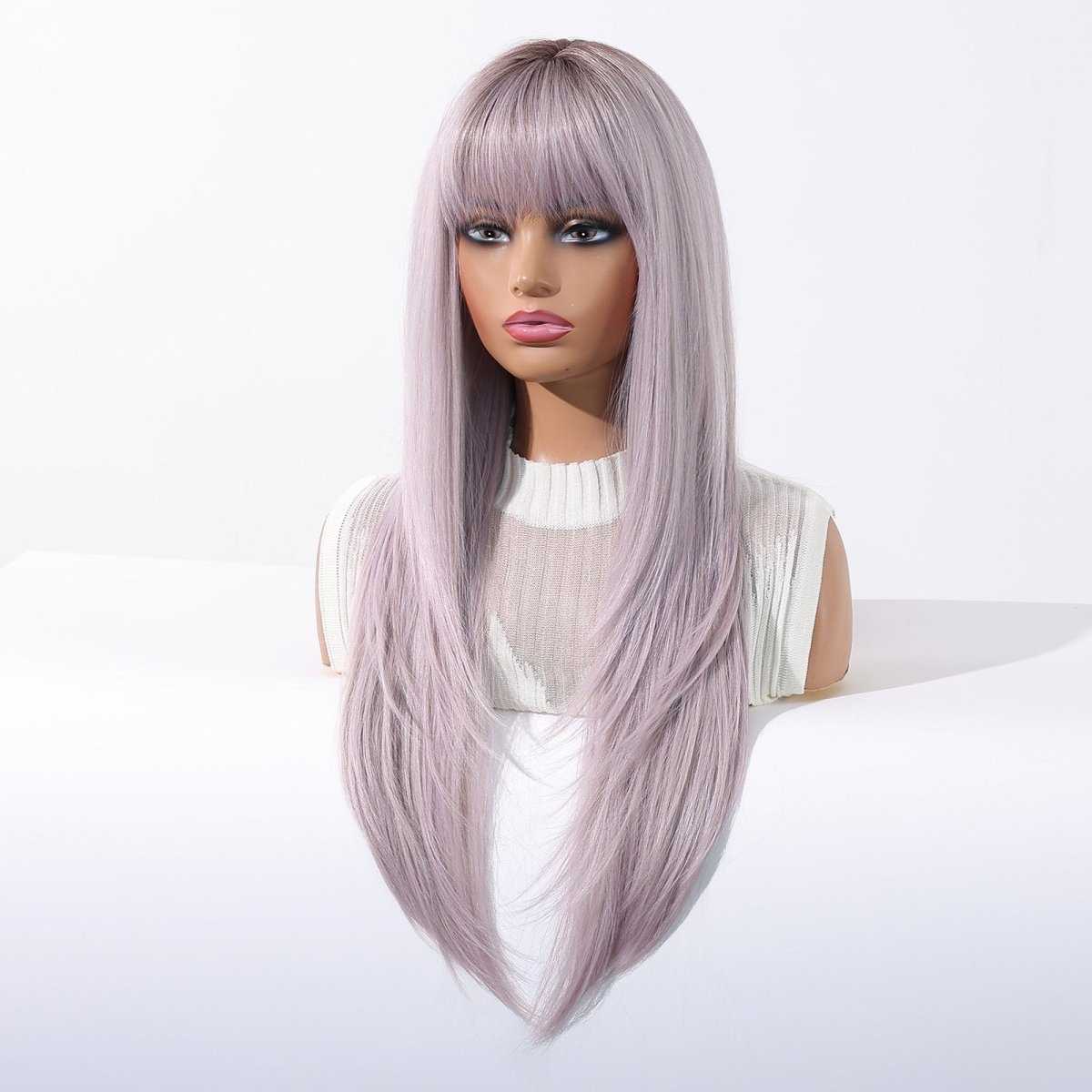 Lavender Ice Long Straight with Fringe Wig - MARKETPLACE | Purple, Fringe, Synthetic Hair | Milk &amp; Honey Wigs