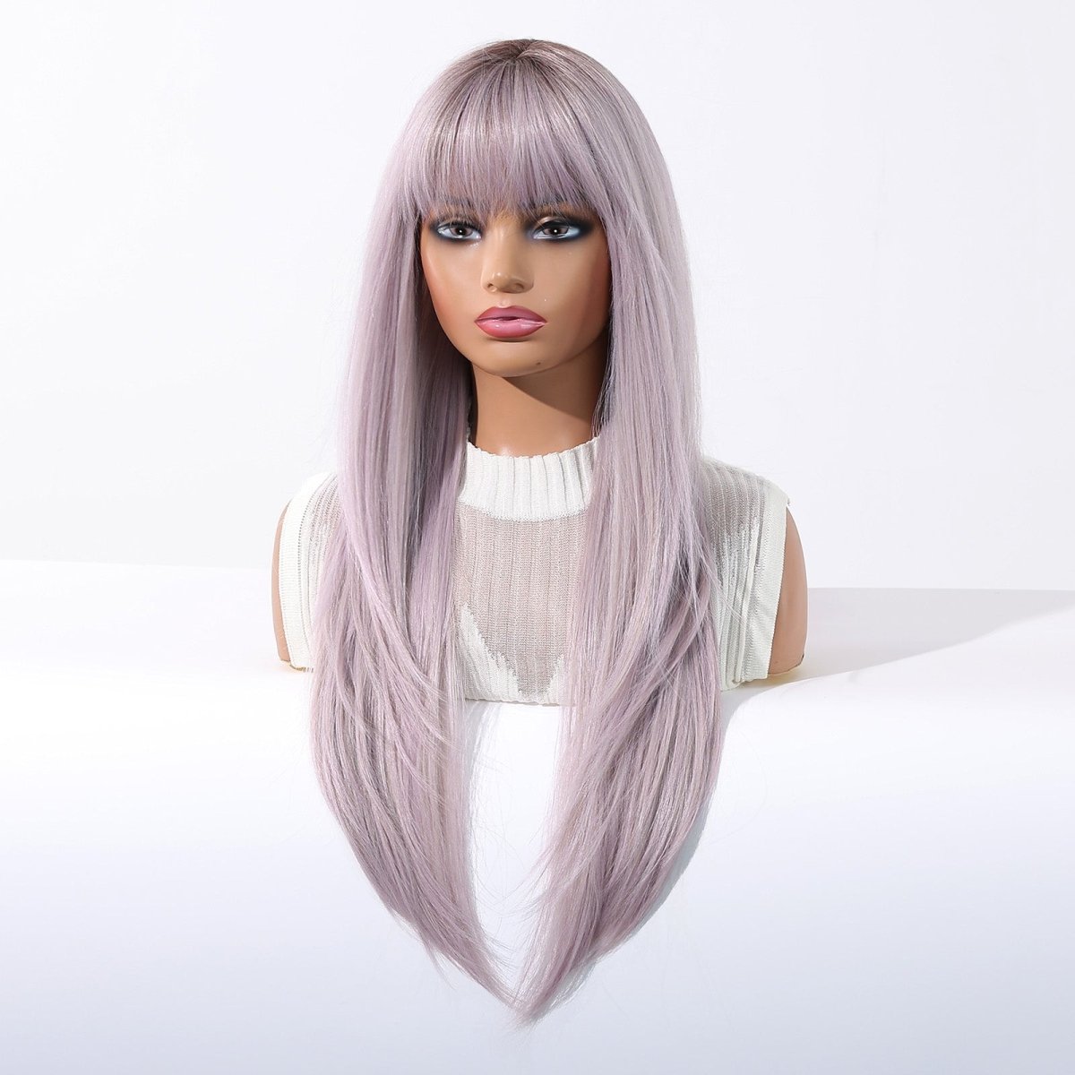 Lavender Ice Long Straight with Fringe Wig - MARKETPLACE | Purple, Fringe, Synthetic Hair | Milk &amp; Honey Wigs