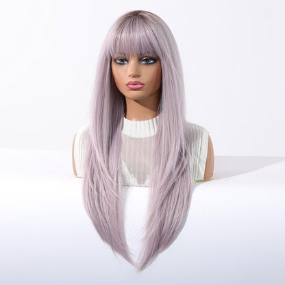 Lavender Ice long straight synthetic fringe wig | Milk &amp; Honey Wigs