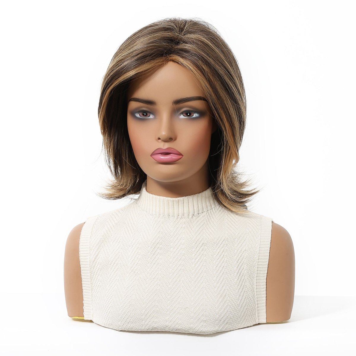 layered bob with highlights Wig - MARKETPLACE | Brown, Fringe, Synthetic Hair | Milk &amp; Honey Wigs