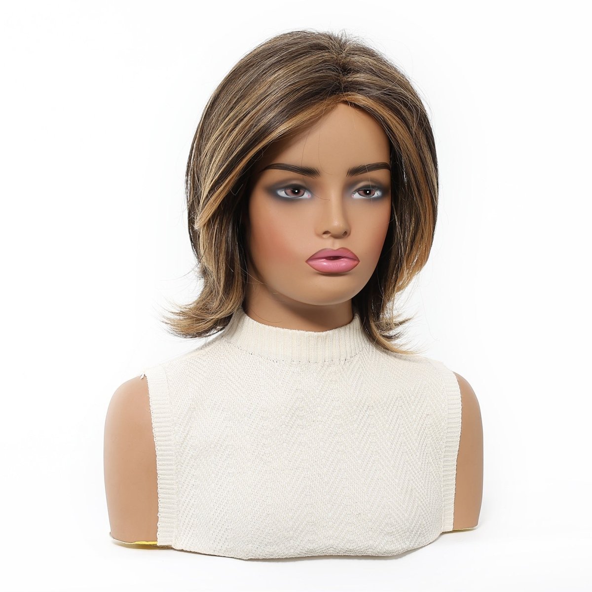 layered bob with highlights Wig - MARKETPLACE | Brown, Fringe, Synthetic Hair | Milk &amp; Honey Wigs