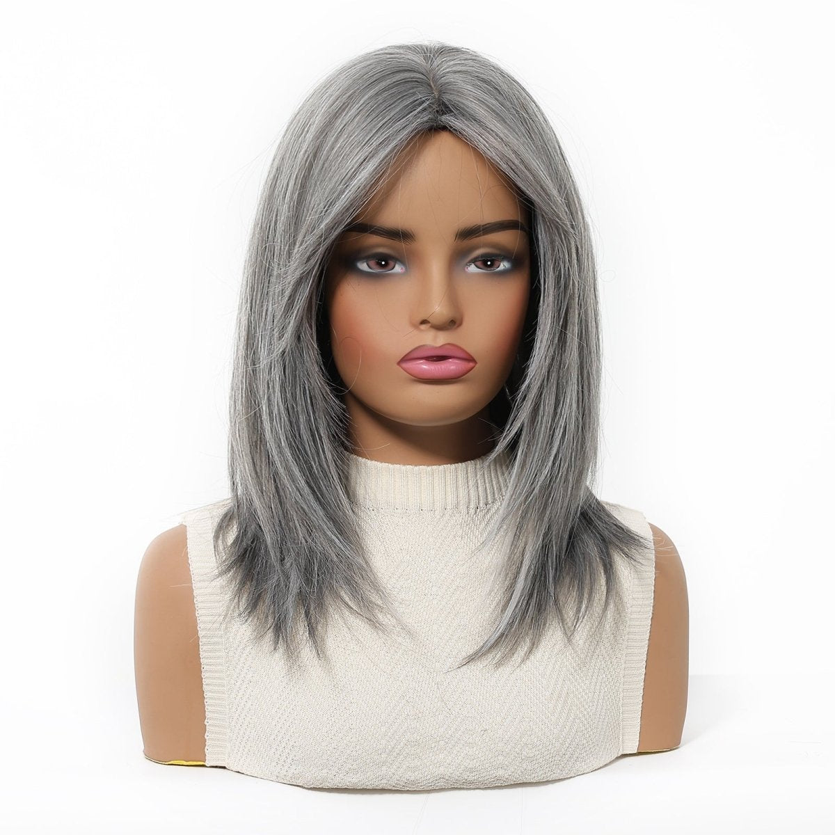 layered Natural Gray Wig - MARKETPLACE | Grey, Fringe, Synthetic Hair | Milk &amp; Honey Wigs