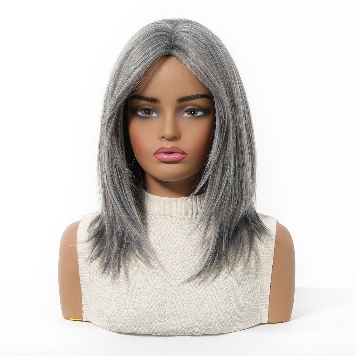 layered Natural Gray Wig - MARKETPLACE | Grey, Fringe, Synthetic Hair | Milk &amp; Honey Wigs