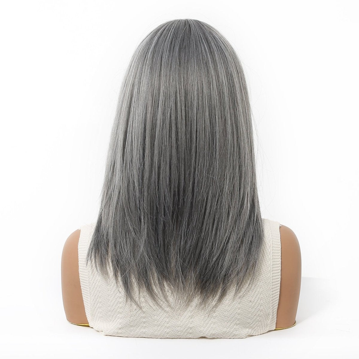 layered Natural Gray Wig - MARKETPLACE | Grey, Fringe, Synthetic Hair | Milk &amp; Honey Wigs