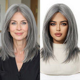layered Natural Gray Wig - MARKETPLACE | Grey, Fringe, Synthetic Hair | Milk & Honey Wigs