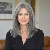 layered Natural Gray Wig - MARKETPLACE | Grey, Fringe, Synthetic Hair | Milk & Honey Wigs