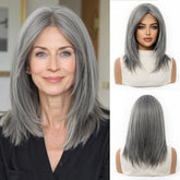 layered Natural Gray Wig - MARKETPLACE | Grey, Fringe, Synthetic Hair | Milk & Honey Wigs